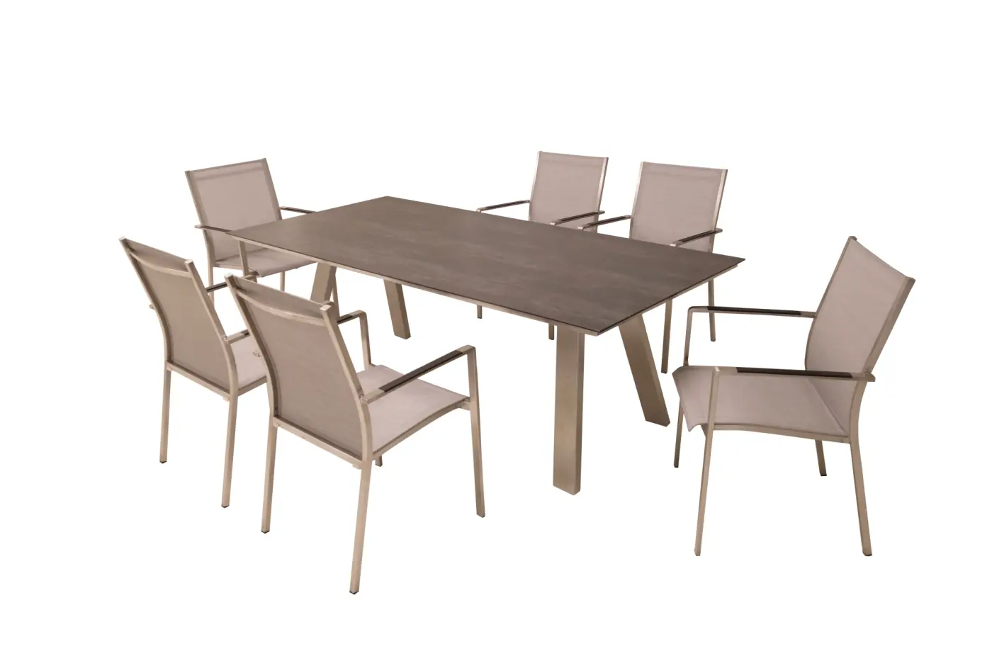 Gartentisch Monaco, Edelstahl A-Form, 210x100 cm Keramikp...