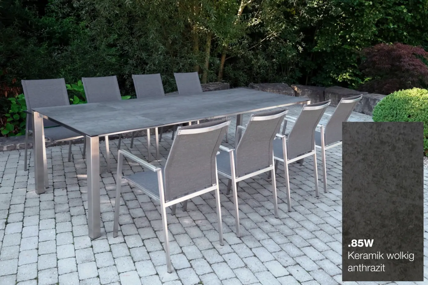 Keramiktisch Nevio 20 150x90 cm anthrazit wolkig