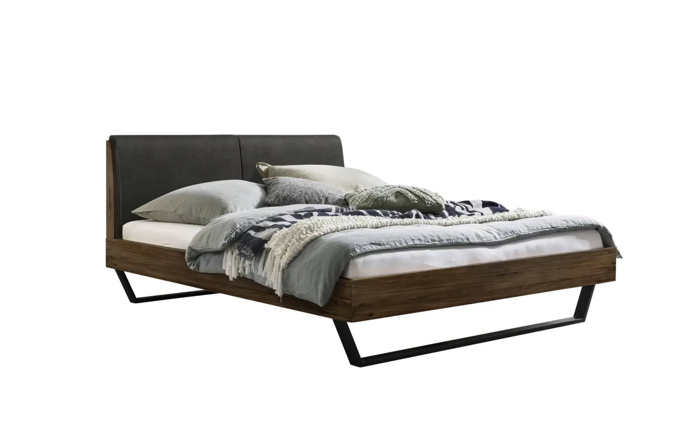 Hasena Massivholzbett PIETRO - 160x200 cm Fuss: 25 - Nussbaum, geölt