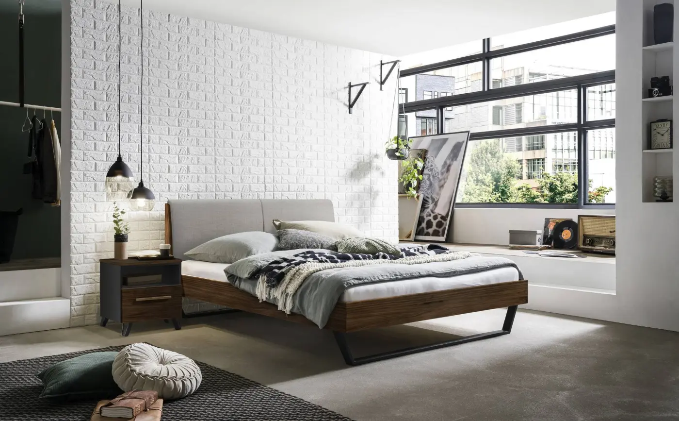 Hasena Massivholzbett PIETRO - 160x200 cm Fuss: 20 - Nussbaum, geölt