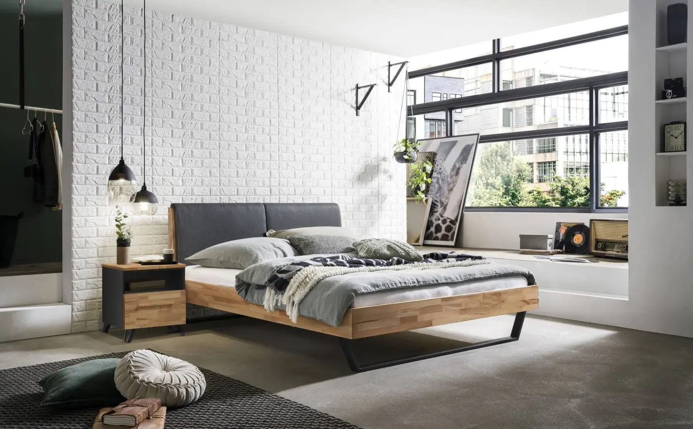 Hasena Massivholzbett PIETRO - 180x200 cm Fuss: 20 - Kernbuche natur, geölt