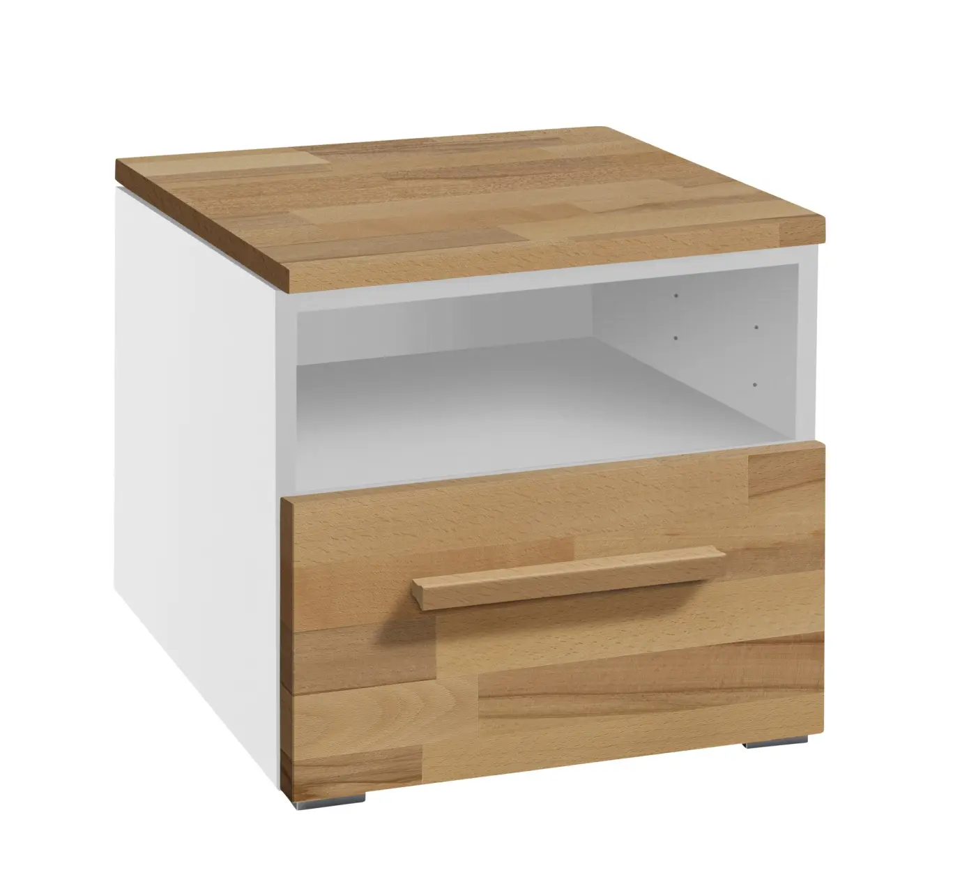 Hasena Nachttisch ONIA - 45 cm -  Weiss / Kernbuche natur, geölt