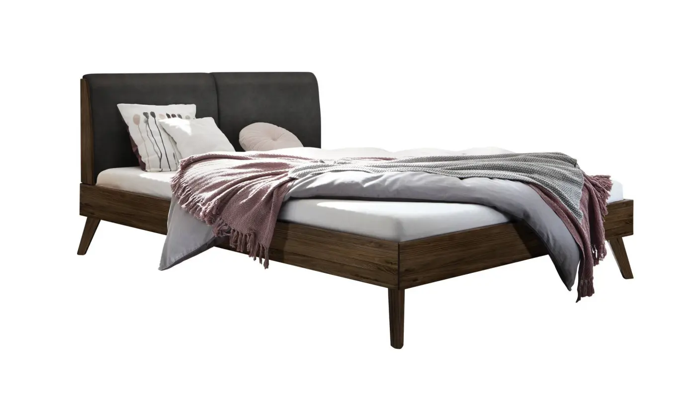 Hasena Massivholzbett SIMONE - 160x200 cm Fuss: 20 - Nussbaum, geölt