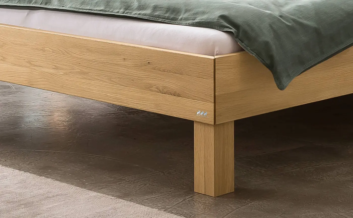 Hasena Massivholzbett RICARDO - 140x200 cm Fuss: 20 - Eiche bright, geölt
