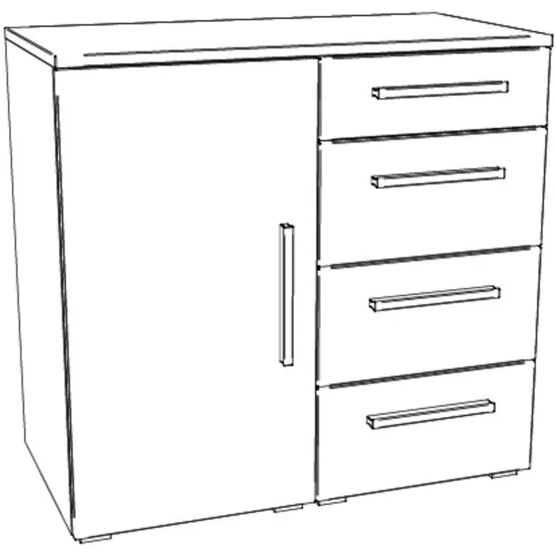 Hasena Kommode QUNITO - 90 cm -  Anthracit / Wildbuche natur, geölt