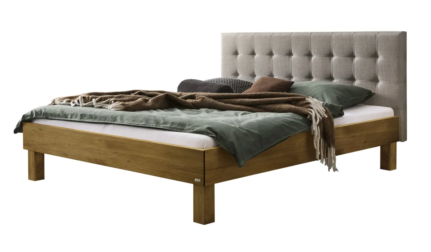 Hasena Massivholzbett RICARDO - 140x200 cm Fuss: 25 - Wildeiche natur, geölt