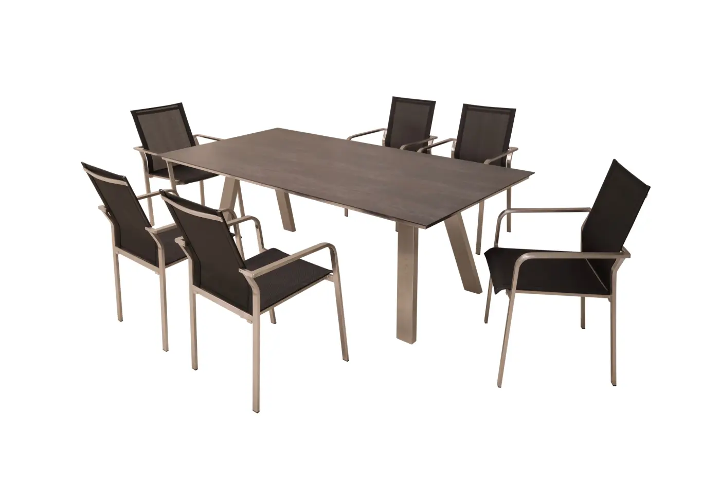 Gartentisch Monaco, Edelstahl A-Form, 210x100 cm Keramikp...