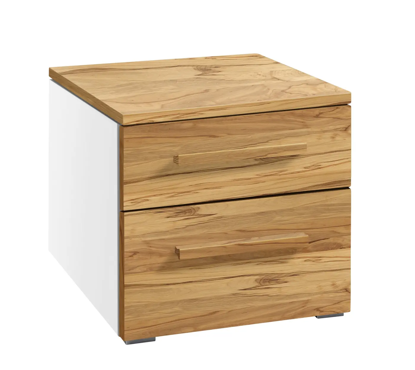 Hasena Nachttisch TWIA - 45 cm -  Weiss / Wildbuche natur, geölt