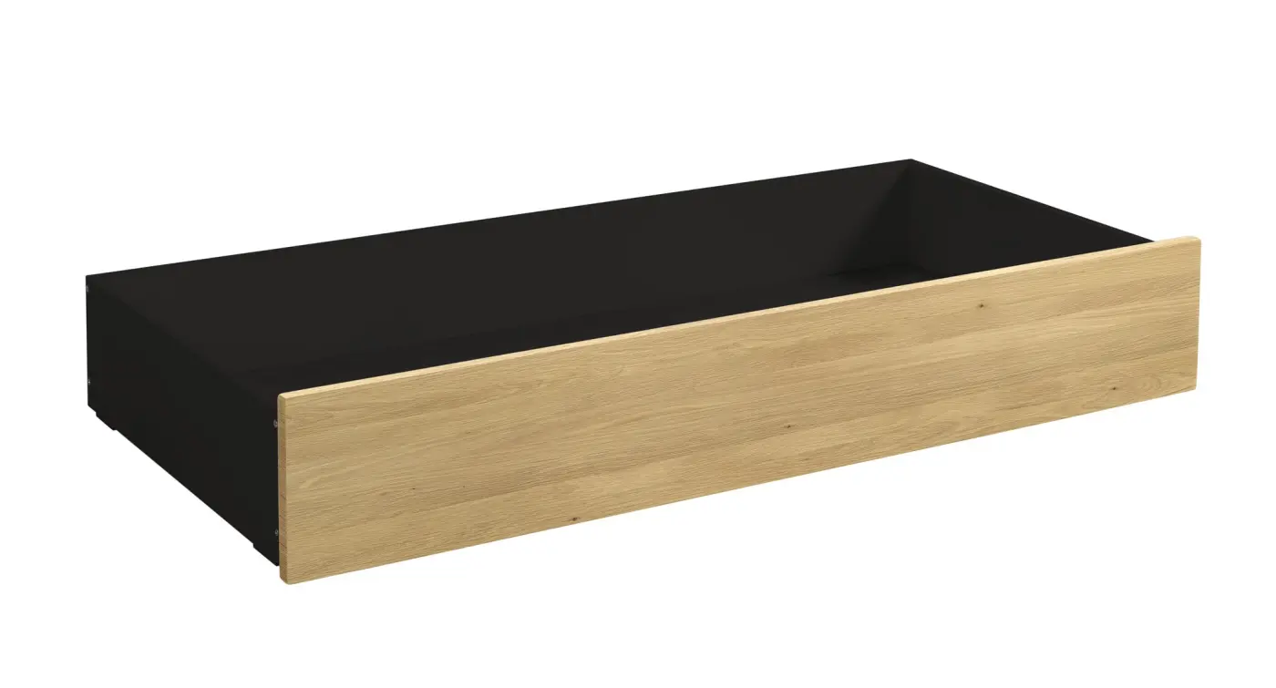 Hasena Bettschublade/Bettkasten rollbar ROLL-BOX - 137 cm Fuss: 25 - Schublade: Anthracit / Front: Eiche bright, geölt