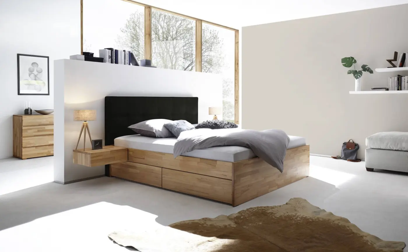 Hasena Massivholzbett OTELLO - 180 x 200 cm - Kernbuche natur, geölt