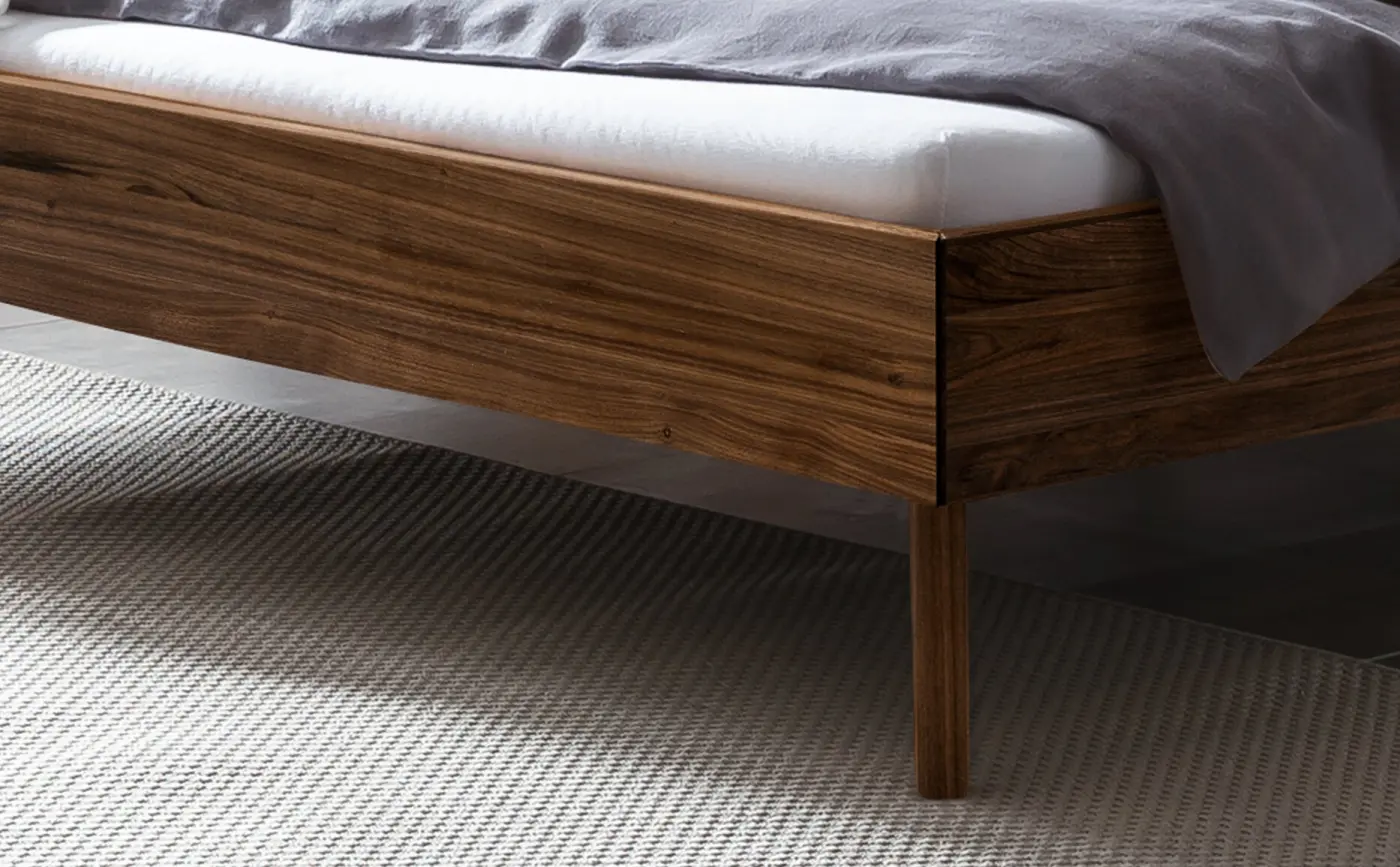 Hasena Massivholzbett MATTEO - 160x200 cm Fuss: 20 - Nussbaum, geölt