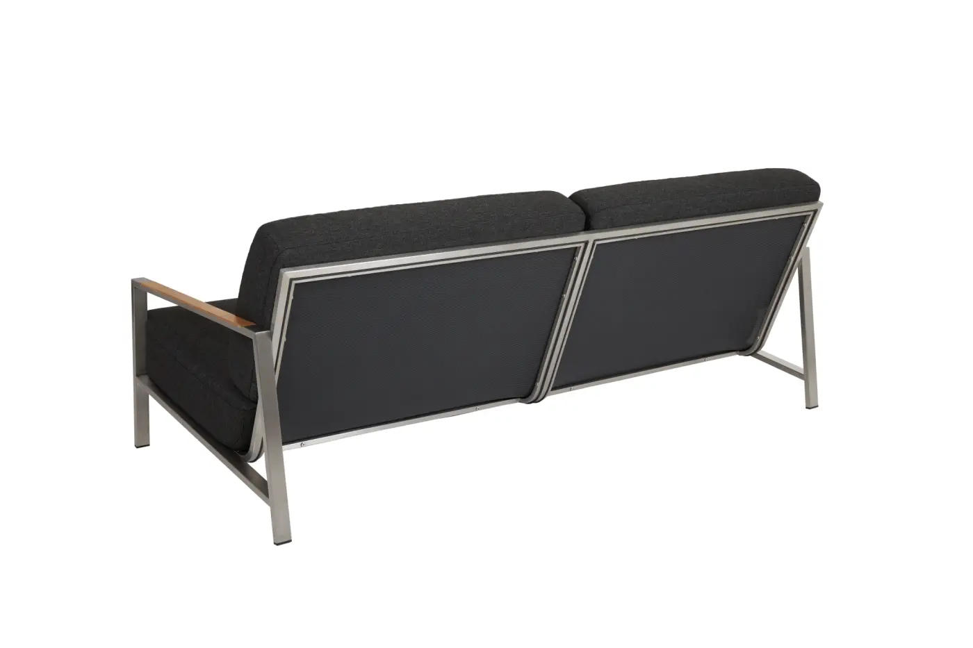 Sofa Naos, Edelstahlgestell, Armlehnenauflage Teak, Kisse...