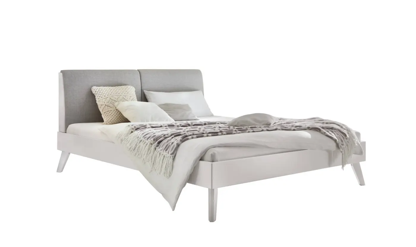 Hasena Massivholzbett SIMONE - 180x200 cm Fuss: 25 - Buche weiss deckend, lackiert