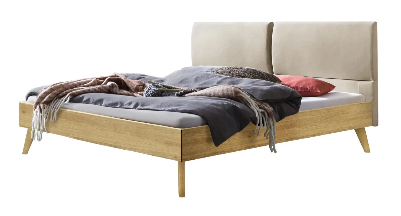 Hasena Massivholzbett MATTEO - 140x200 cm Fuss: 20 - Eiche bright, geölt