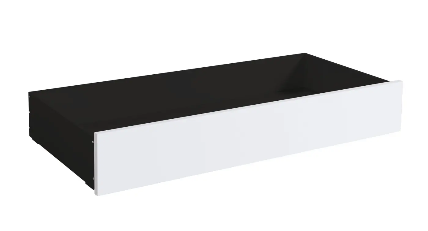 Hasena Bettschublade/Bettkasten rollbar ROLL-BOX - 137 cm Fuss: 25 - Schublade: Anthracit / Front: Buche weiss deckend, lackiert