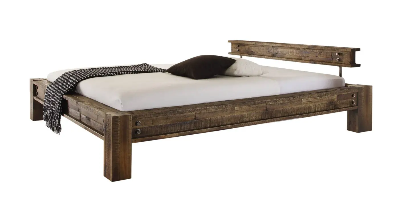 Hasena Massivholzbett SAN LUCA - 160x200 cm Fuss: 20 - Akazie Vintage brown, lackiert