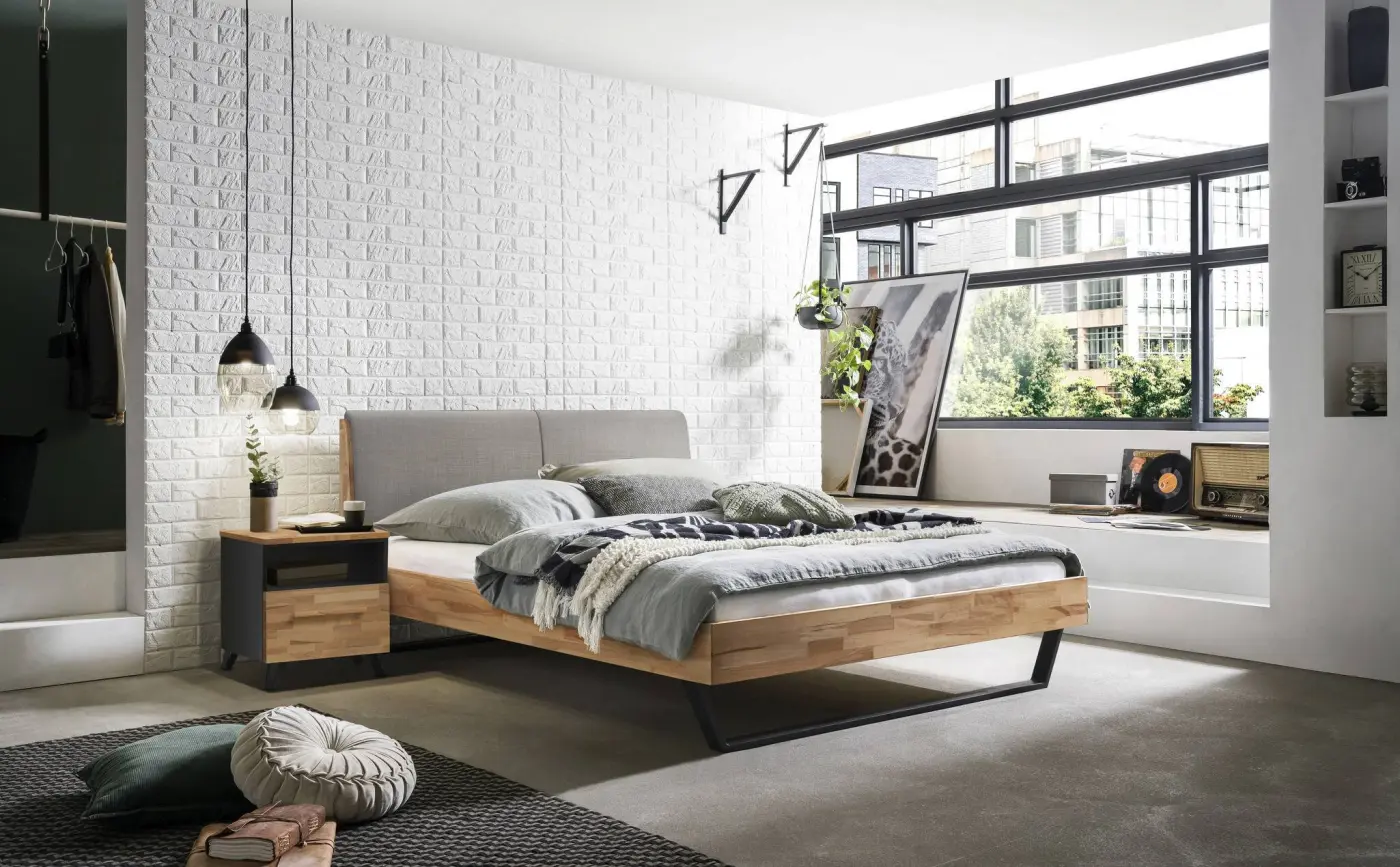 Hasena Massivholzbett PIETRO - 180x200 cm Fuss: 20 - Kernbuche natur, geölt