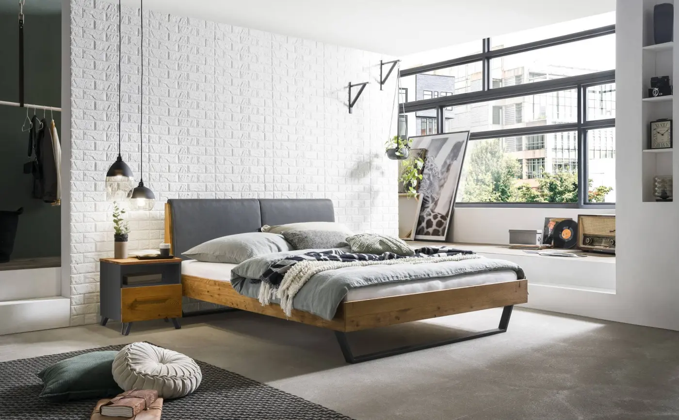 Hasena Massivholzbett PIETRO - 140x200 cm Fuss: 20 - Wildeiche natur, geölt