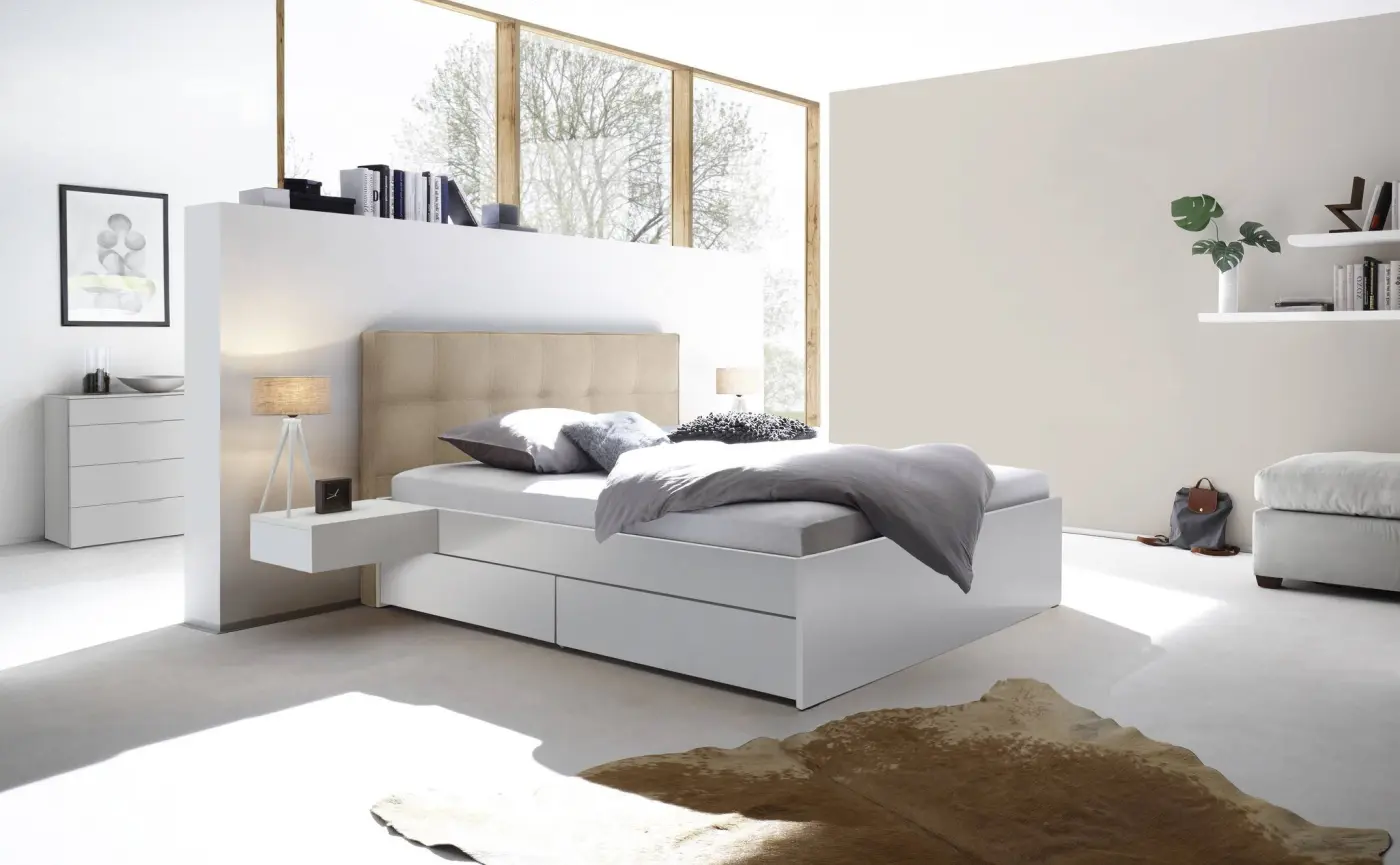 Hasena Massivholzbett OTELLO - 160 x 200 cm - Buche weiss deckend, lackiert