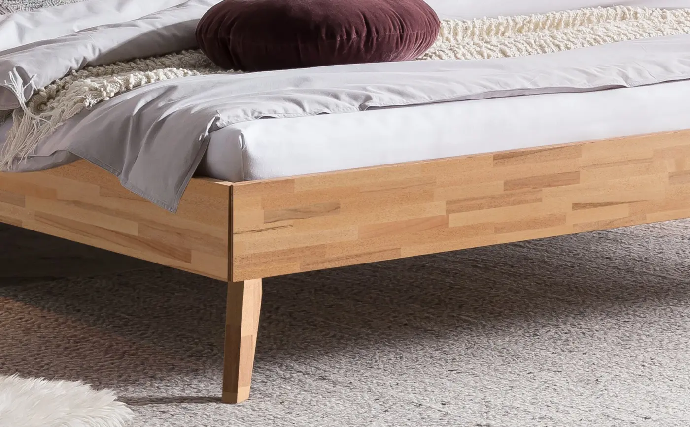 Hasena Massivholzbett SIMONE - 140x200 cm Fuss: 20 - Kernbuche natur, geölt